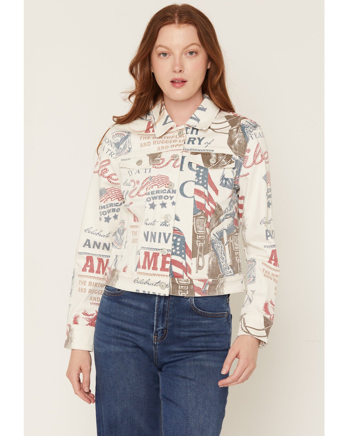 Women's Shyanne Vintage Cowboy Printed Denim Jacket