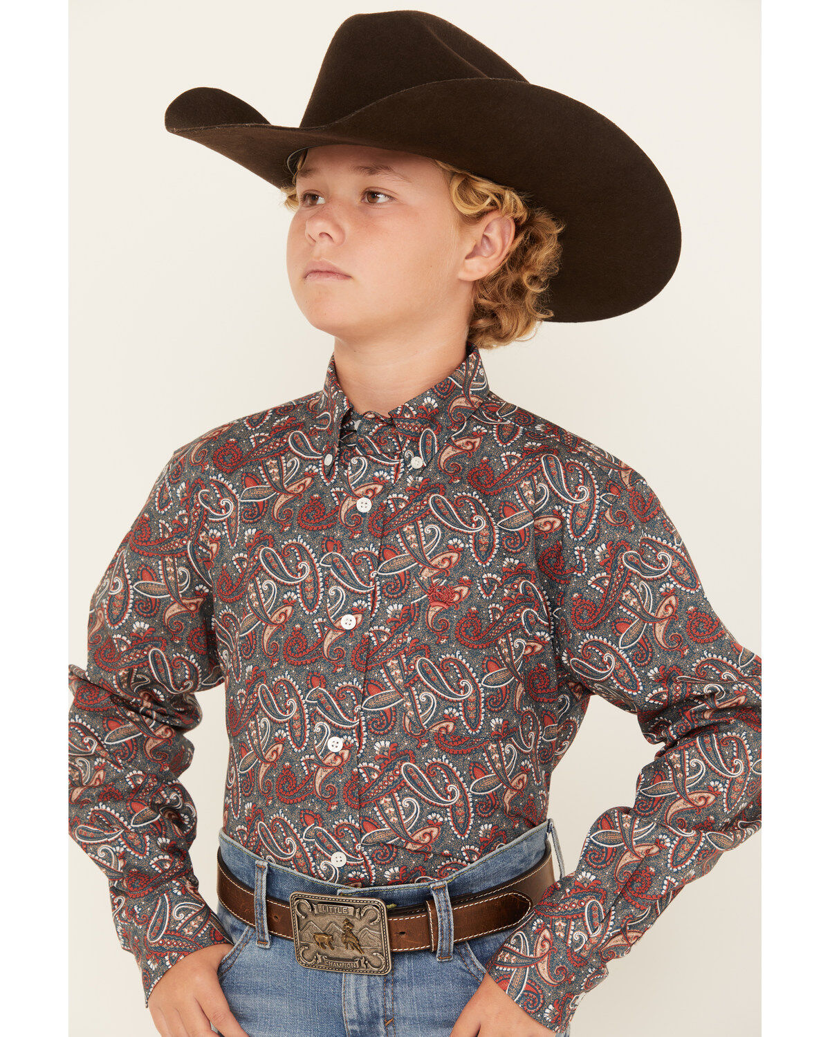 Boys' Cinch Paisley Print Long Sleeve Button Down Western Shirt
