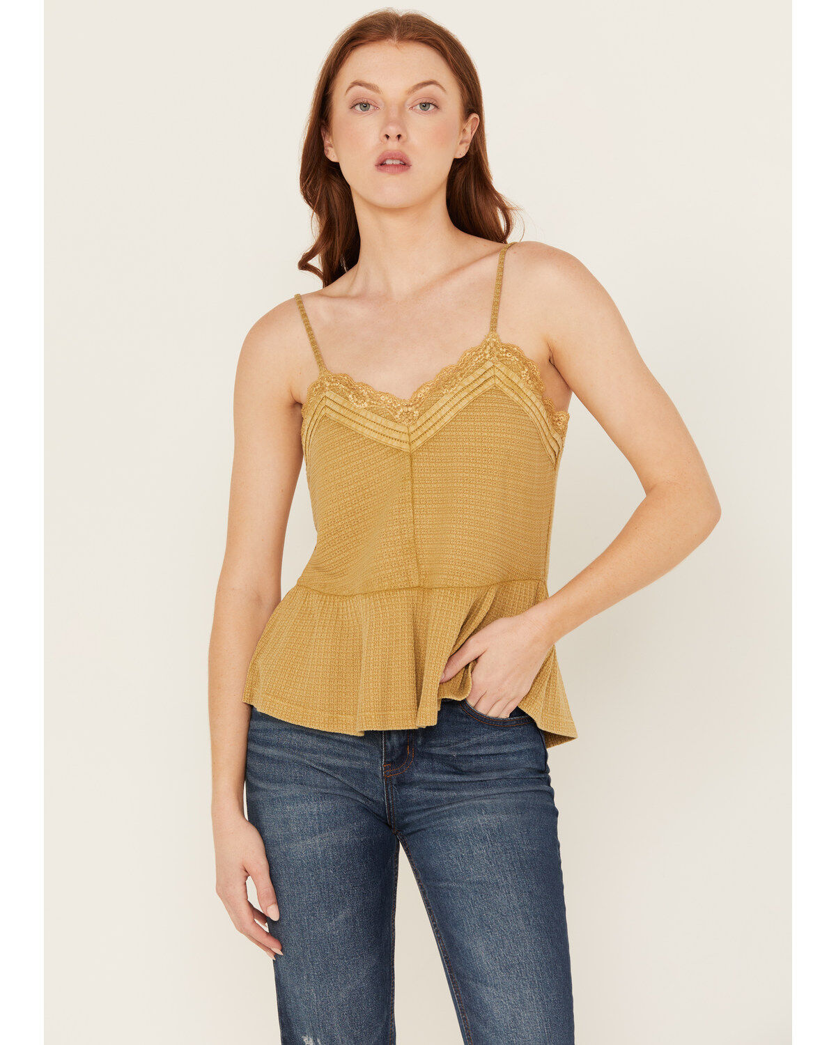 Women's Cleo + Wolf Drop Needle Rib Strappy Tank Top