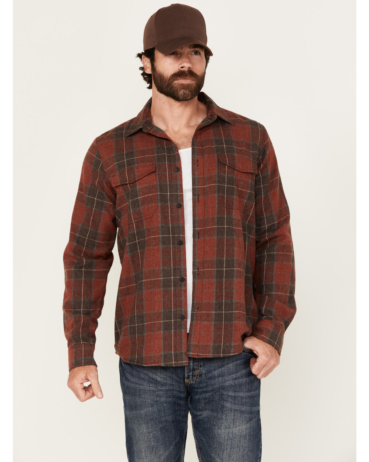 Men's Brothers and Sons Bronson Plaid Print Long Sleeve Button-Down Fl