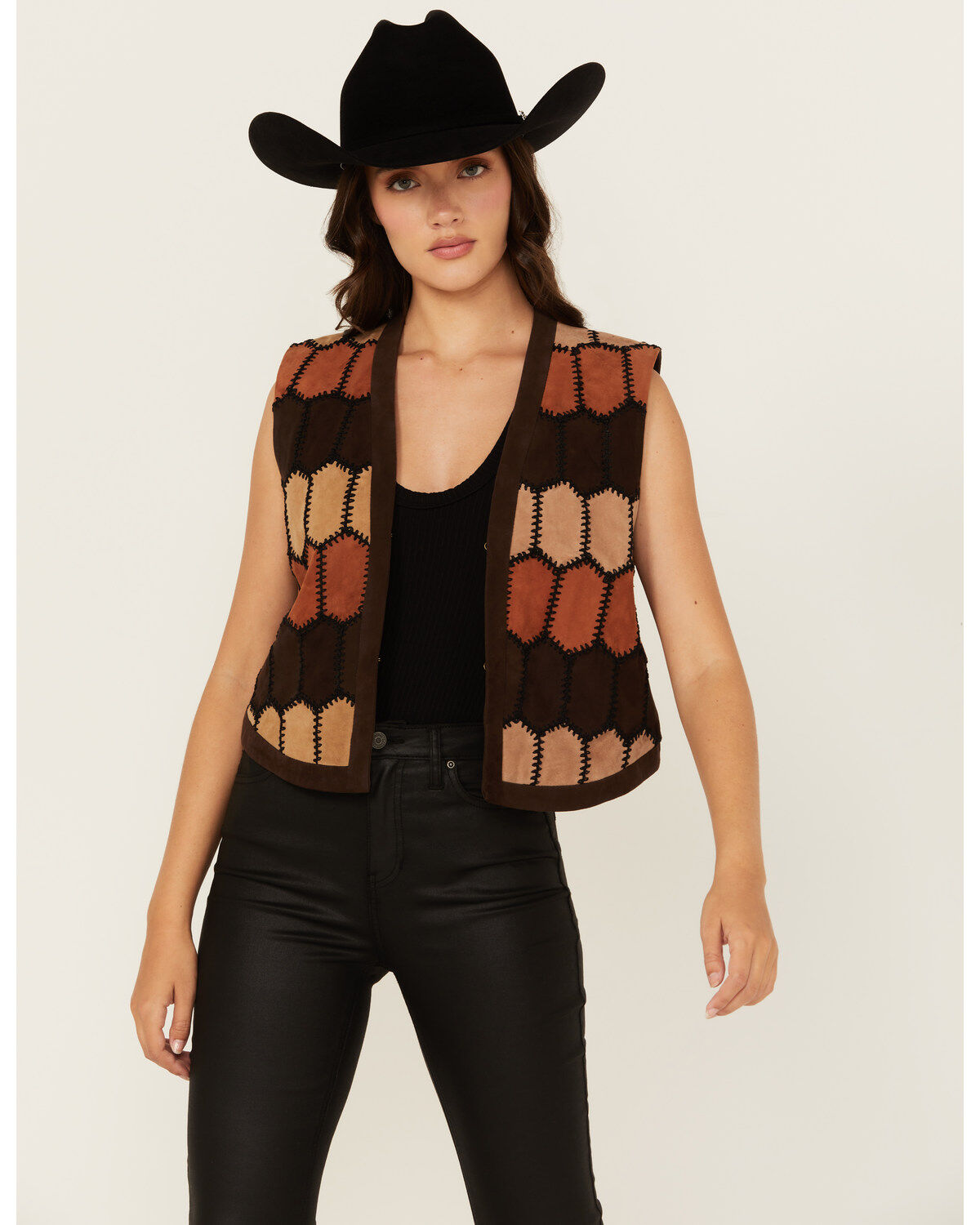 Women's Scully Geo Print Leather Vest