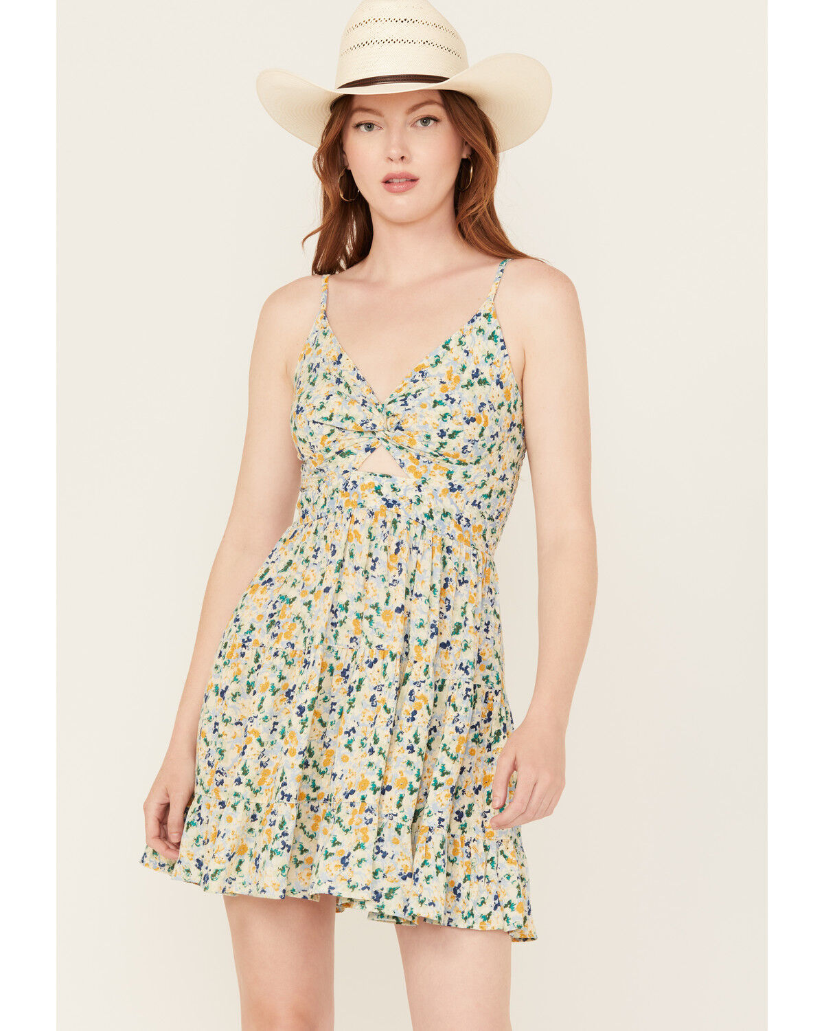 Women's Angie Floral Print Knot Front Mini Dress