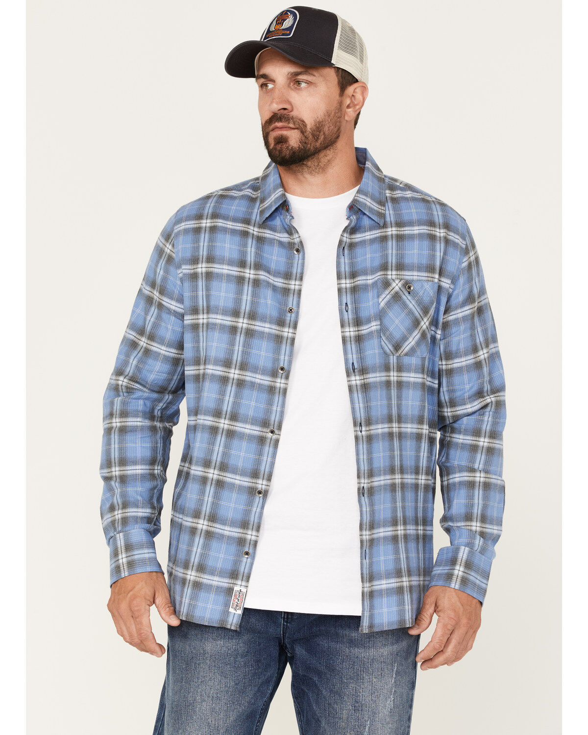 Men's Flag & Anthem Willcox Vintage Wash Plaid Print Long Sleeve Butto