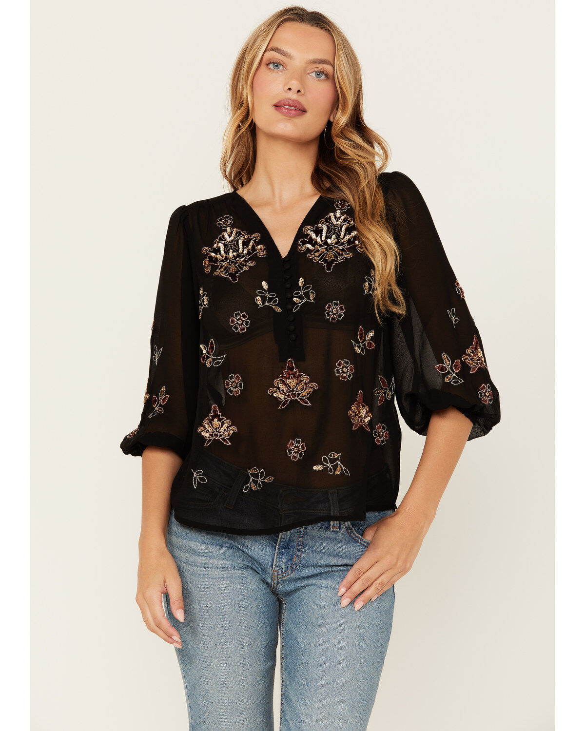Women's Shyanne Decorated Peasant Top