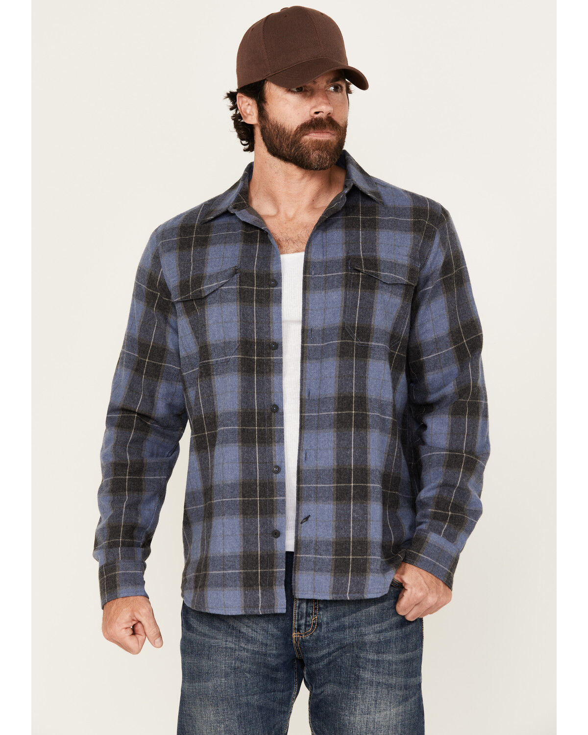 Men's Brothers and Sons Bronson Plaid Print Long Sleeve Button-Down Fl