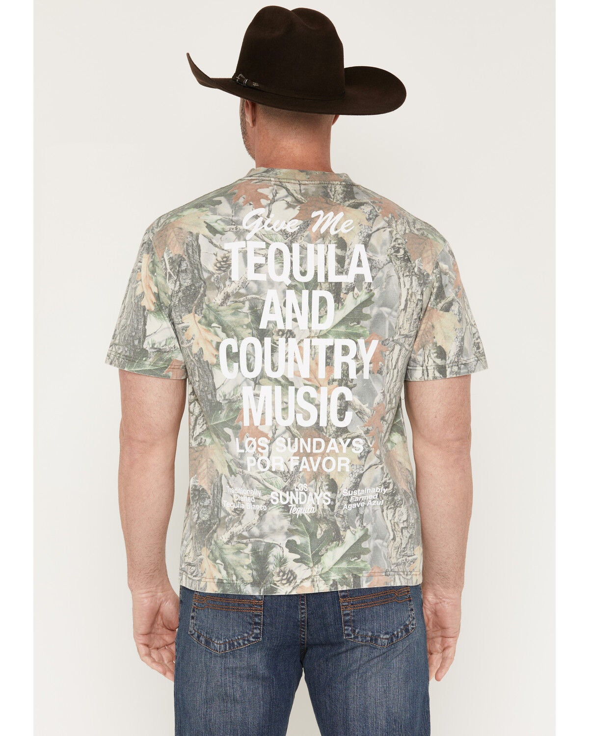 Men's Los Sundays Tequila & Country Music Camo Print Short Sleeve Grap