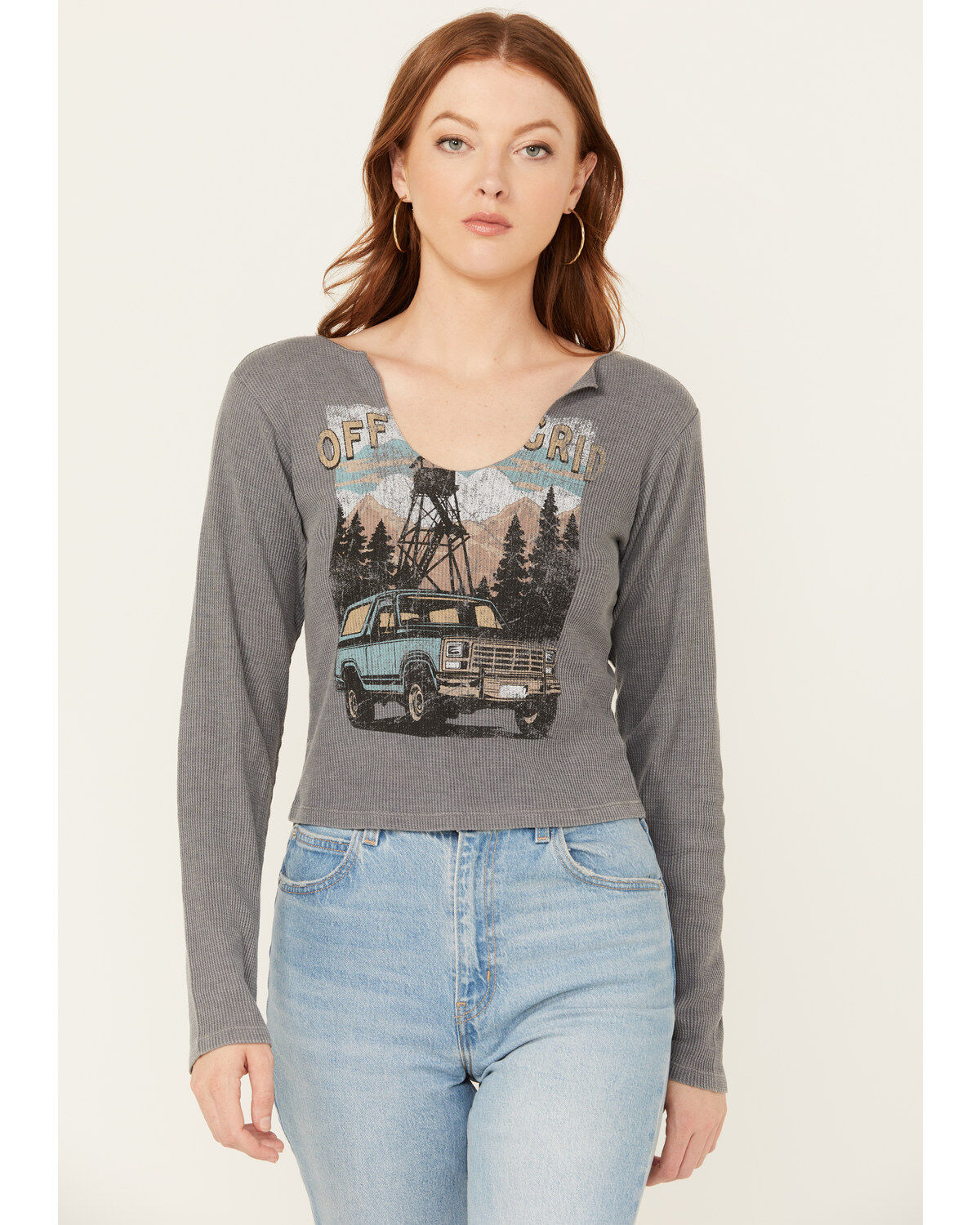 Women's Cleo + Wolf Off The Grid Cropped Rib Knit Long Sleeve Tee