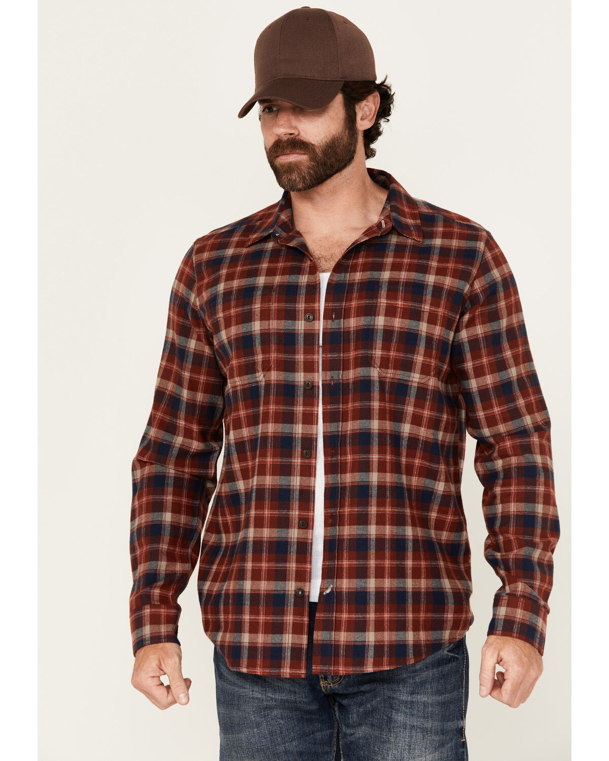 Men's Lane Brothers and Sons Plaid Print Long Sleeve Button-Down Weste