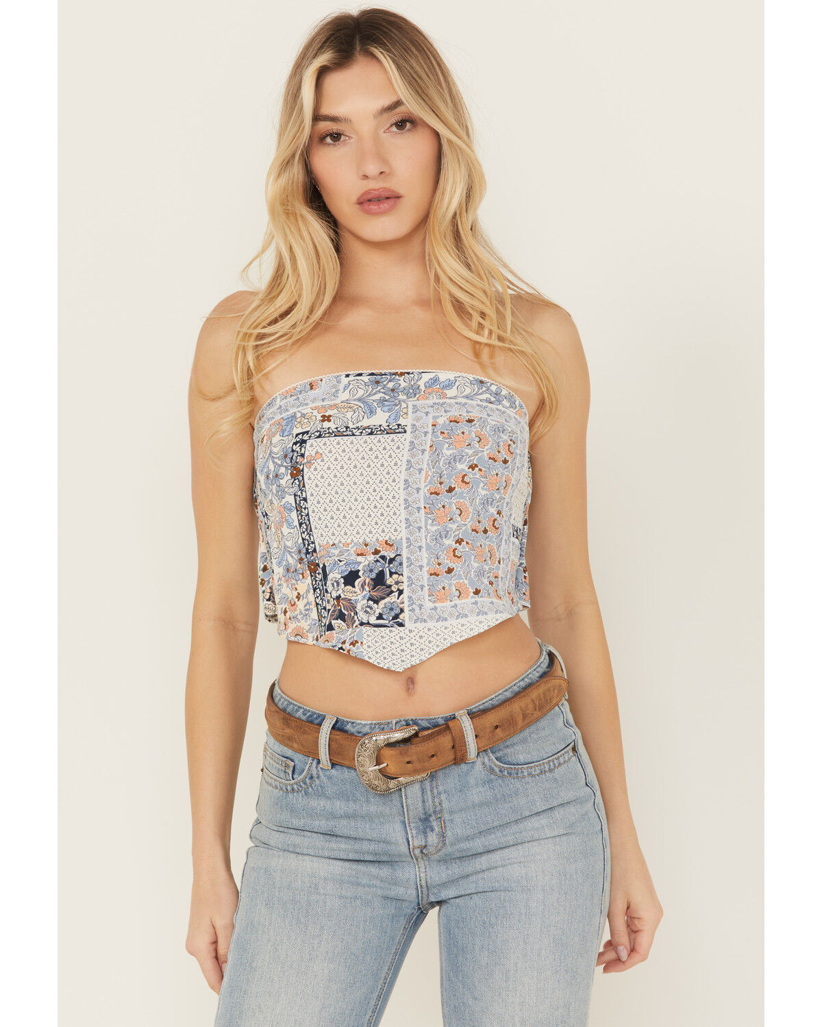 Women's Originality Patchwork Bandana Print Tube Top