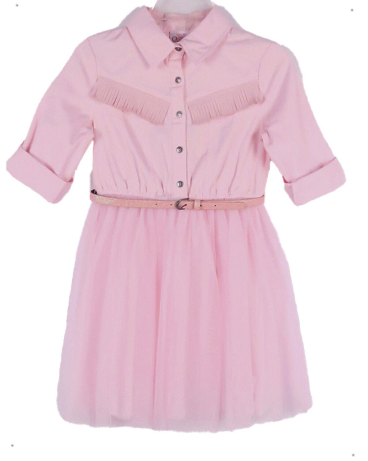 Girls' Sugar California Toddler Fringe Long Sleeve Button-Down Denim T