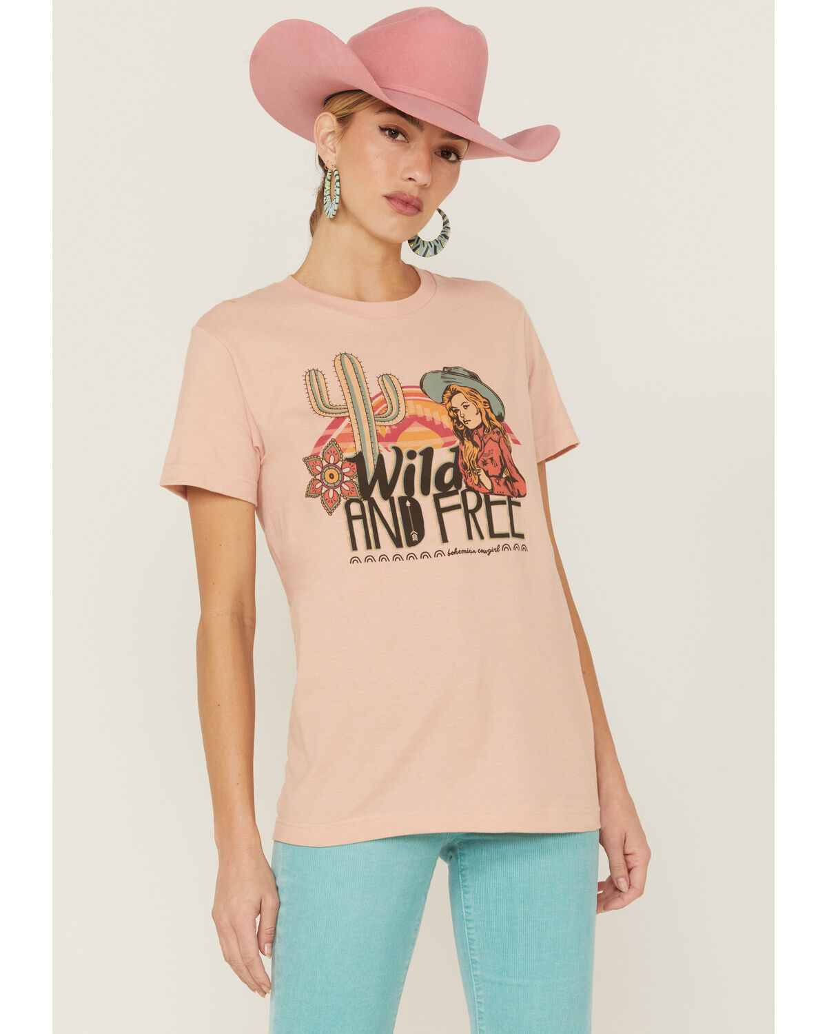 Women's Bohemian Cowgirl Wild & Free Doll Nashville Graphic Tee