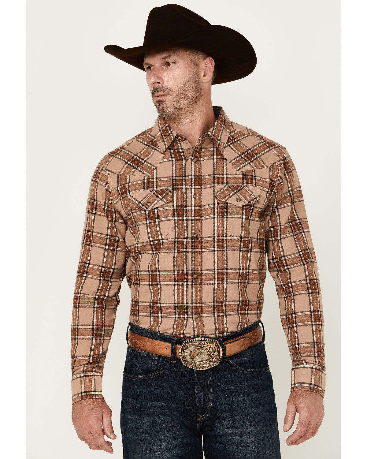 Men's Cody James Frontier Plaid Print Long Sleeve Snap Western Shirt