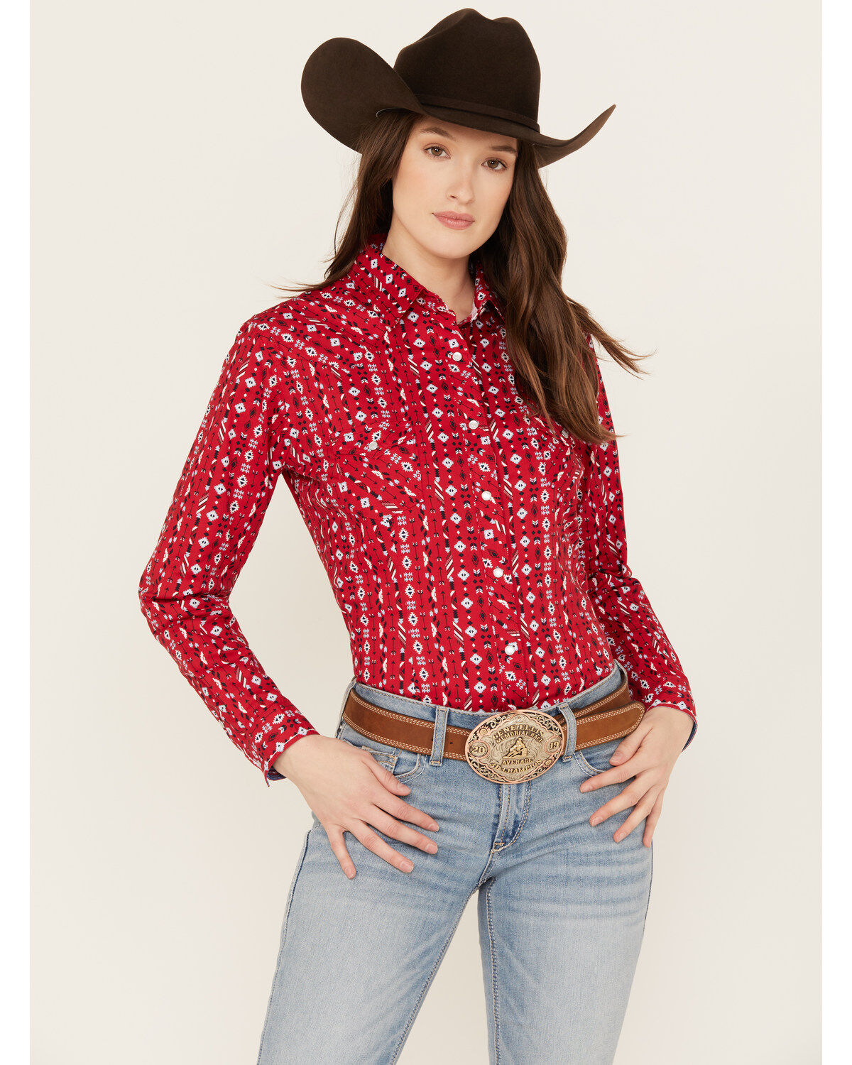 Women's Panhandle Rough Stock by Southwestern Print Long Sleeve Stretc