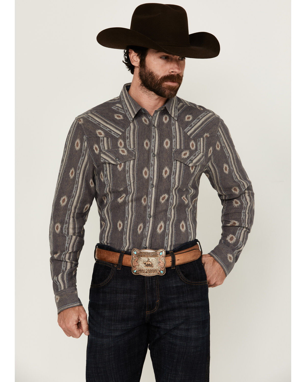Men's Cody James Voyager Southwestern Striped Long Sleeve Snap Western