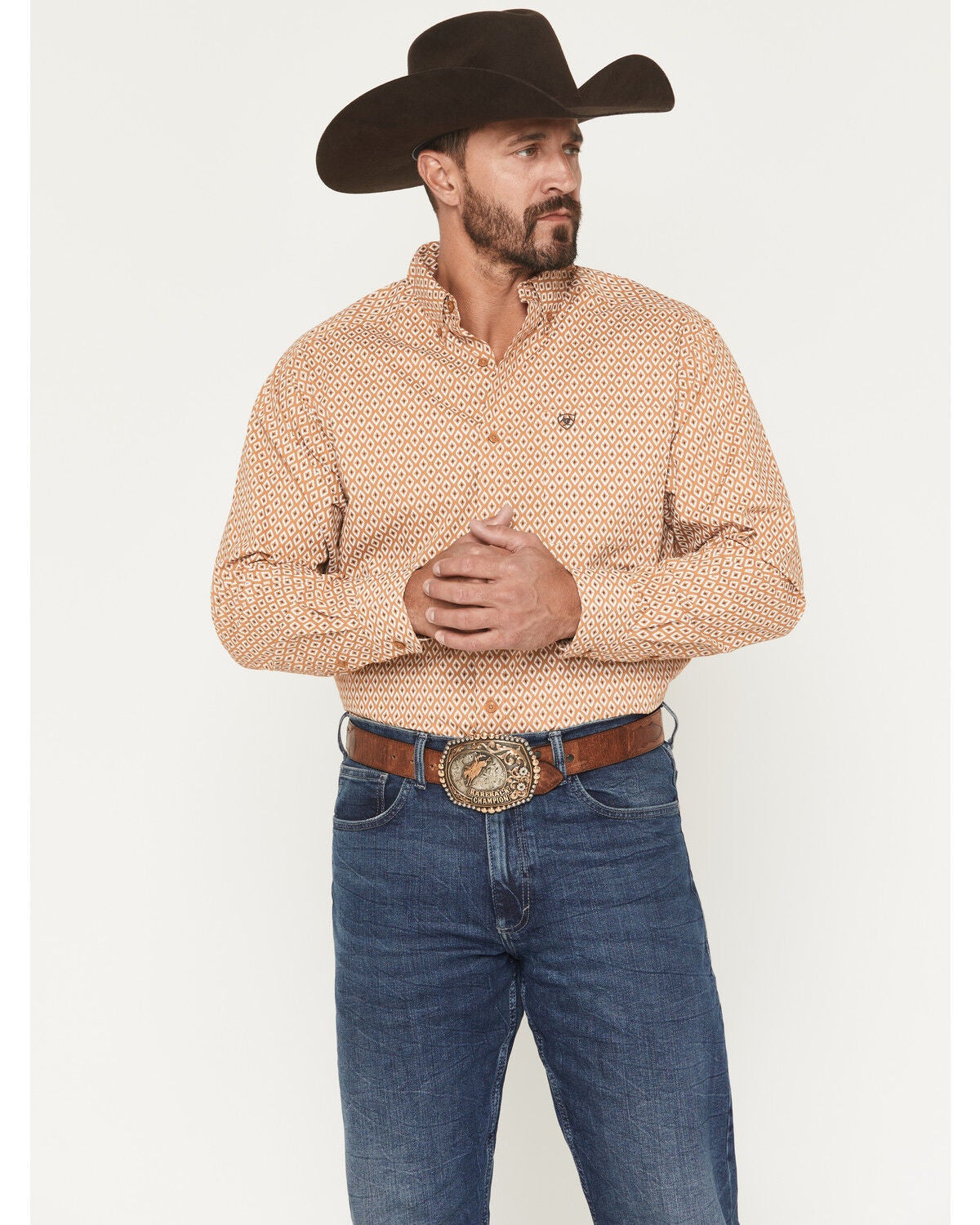 Men's Ariat Burnis Geo Print Long Sleeve Button-Down Western Shirt