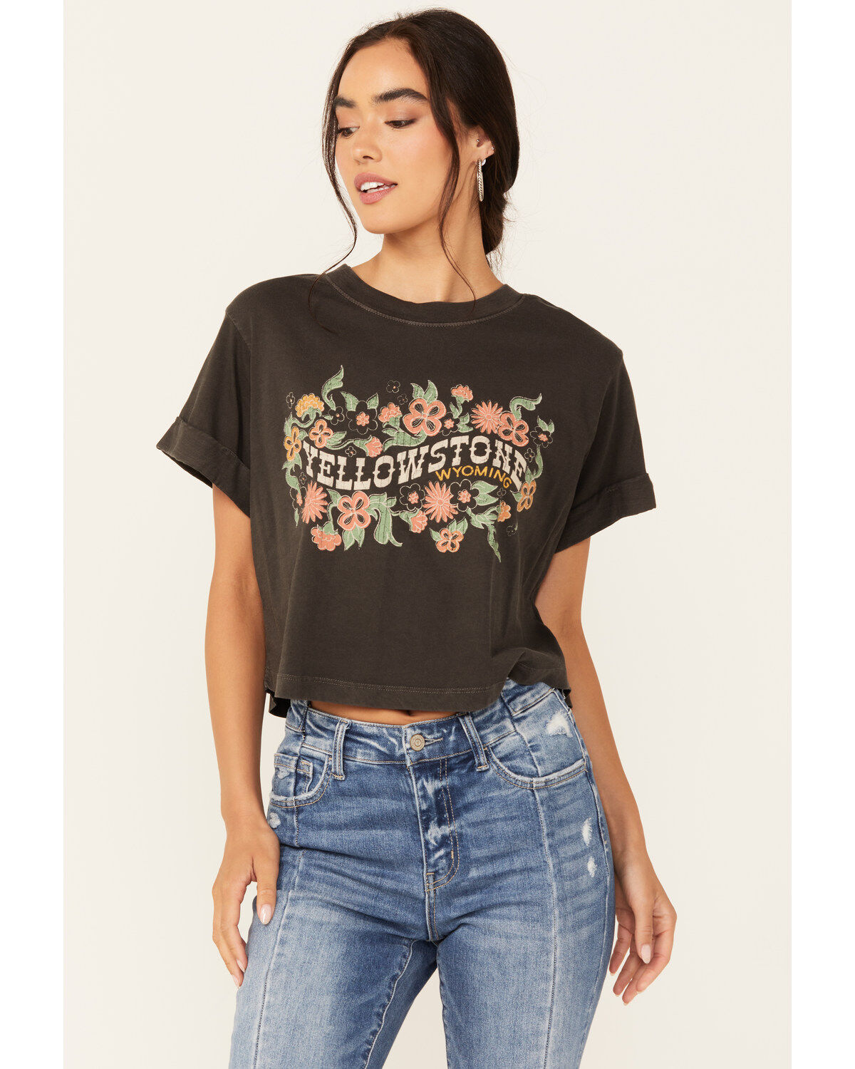 Women's Yellowstone Girl Dangerous Short Sleeve Cropped Graphic Tee
