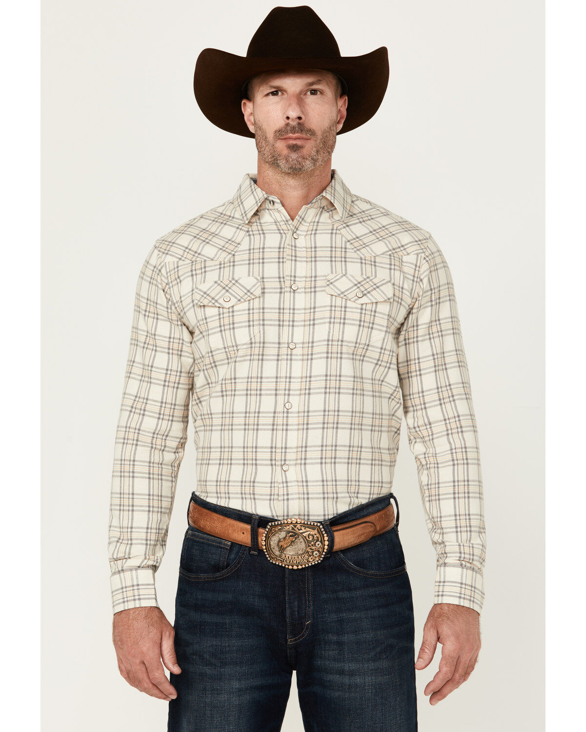 Men's Cody James Declaration Plaid Print Long Sleeve Snap Western Shir
