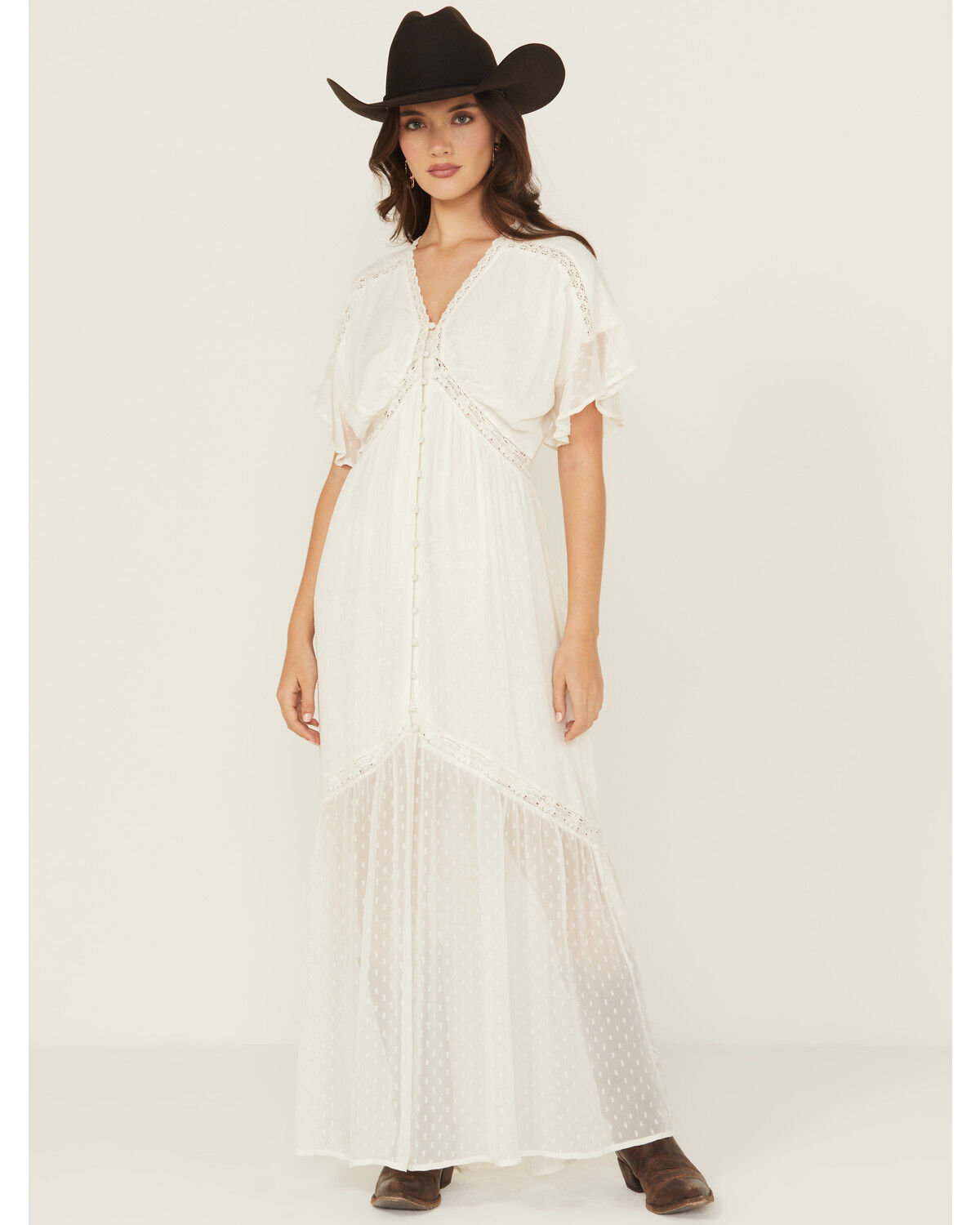 Women's Shyanne Lace Inset High-Low Maxi Dress