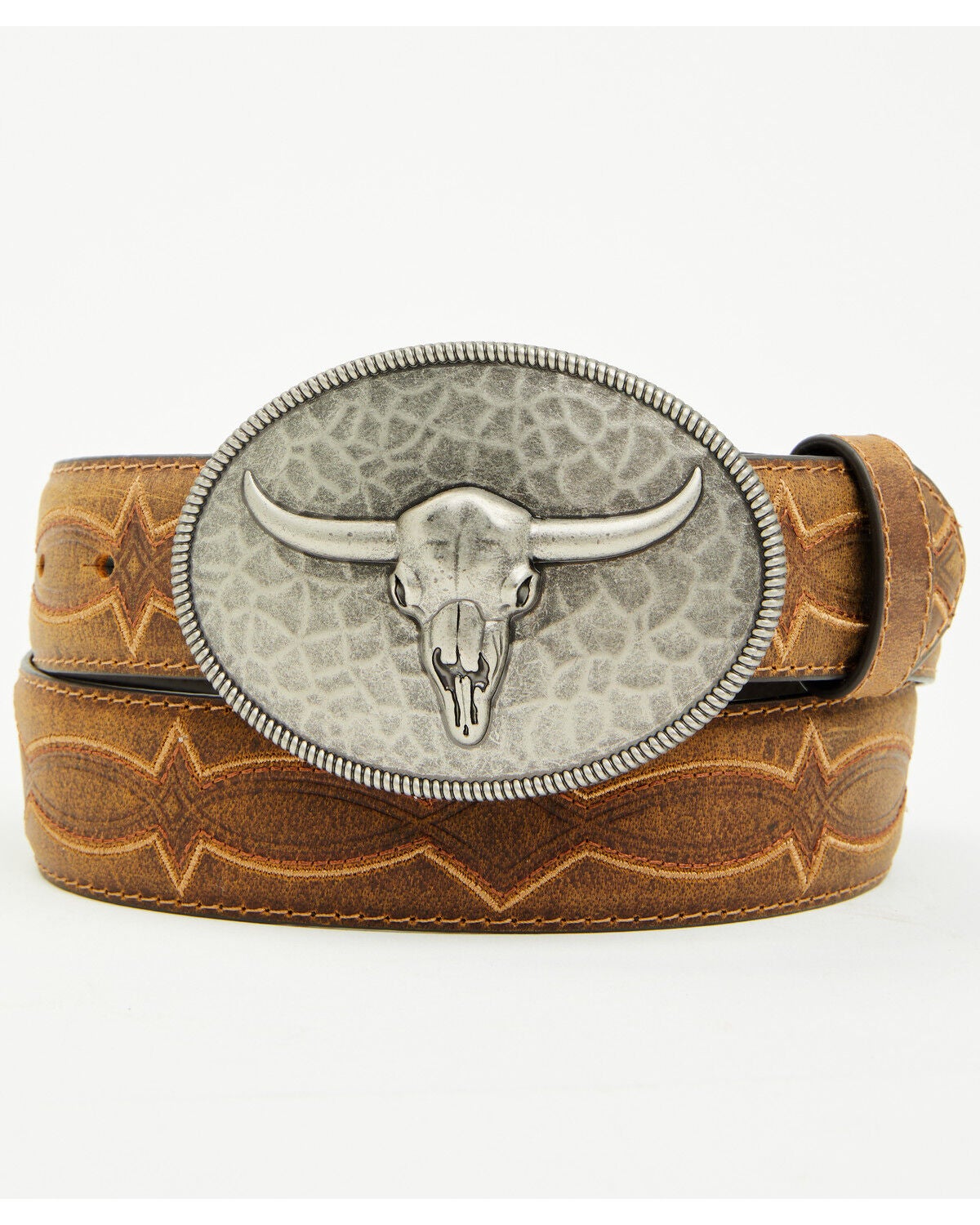 Men's Cody James Carson Hammered Longhorn Buckle Belt