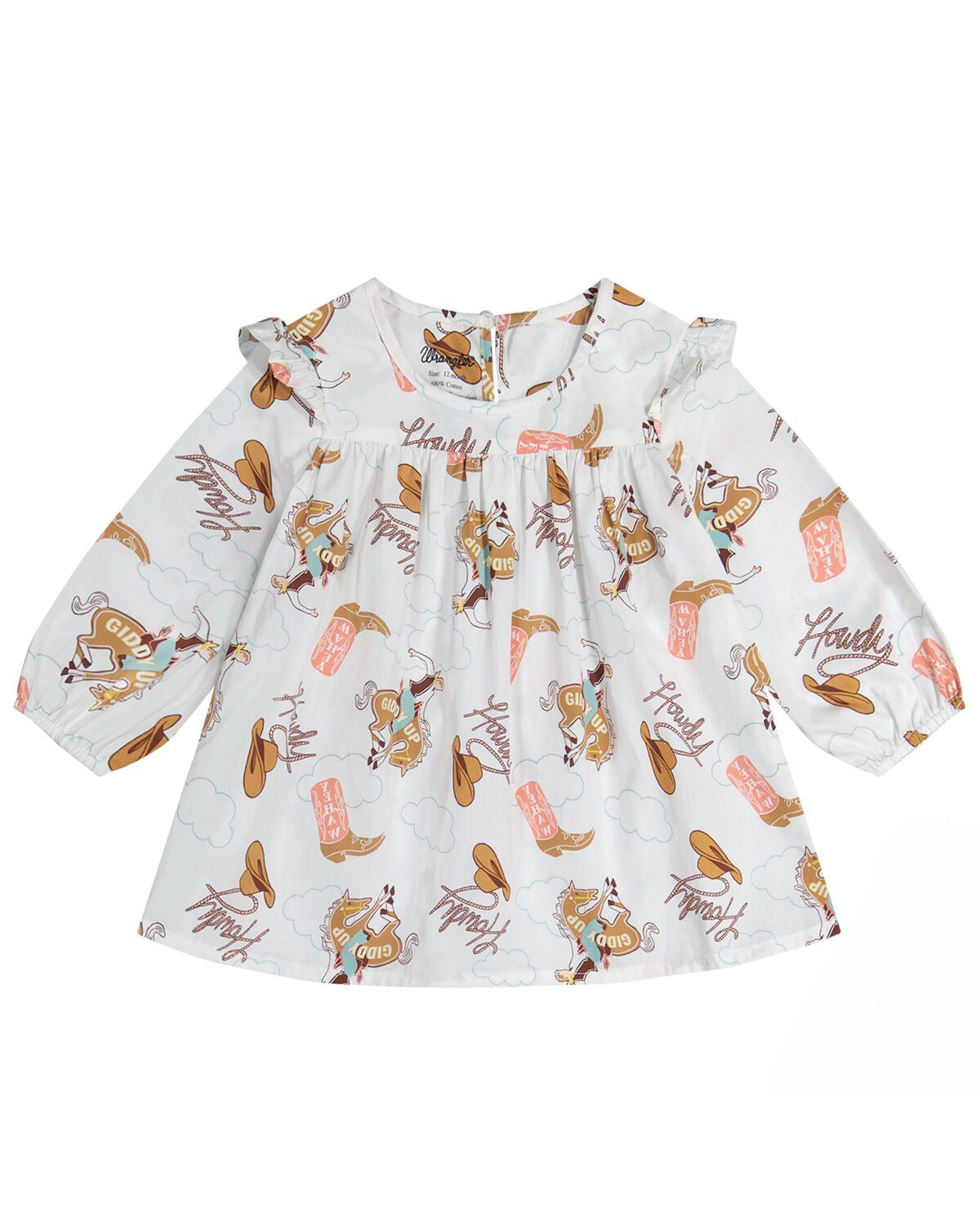 Girls' Wrangler Toddler Boot Print Long Sleeve Dress