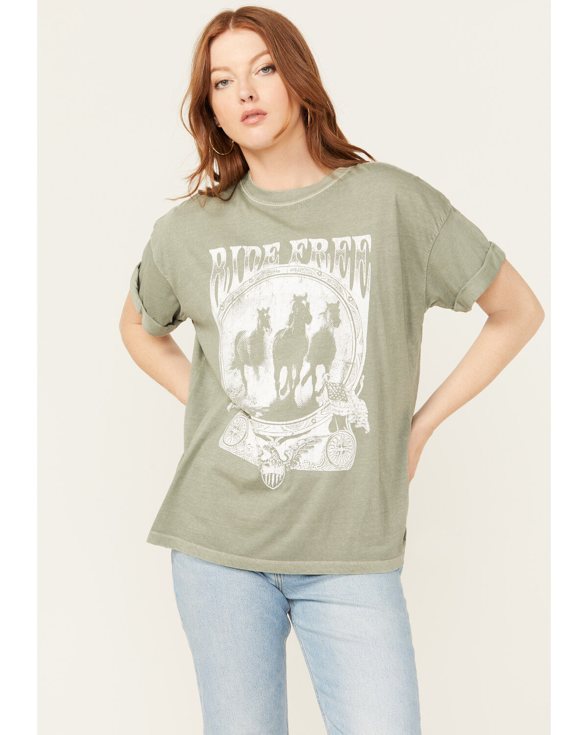 Women's Girl Dangerous Ride Free Relaxed Short Sleeve Graphic Tee