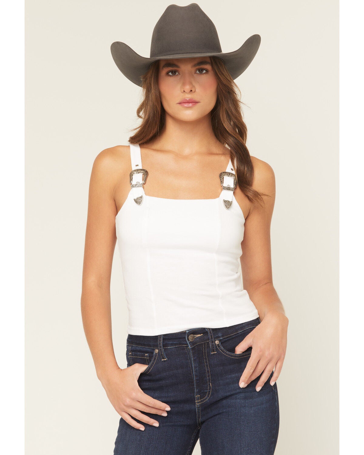 Women's Rock & Roll Denim Buckle Tank Top