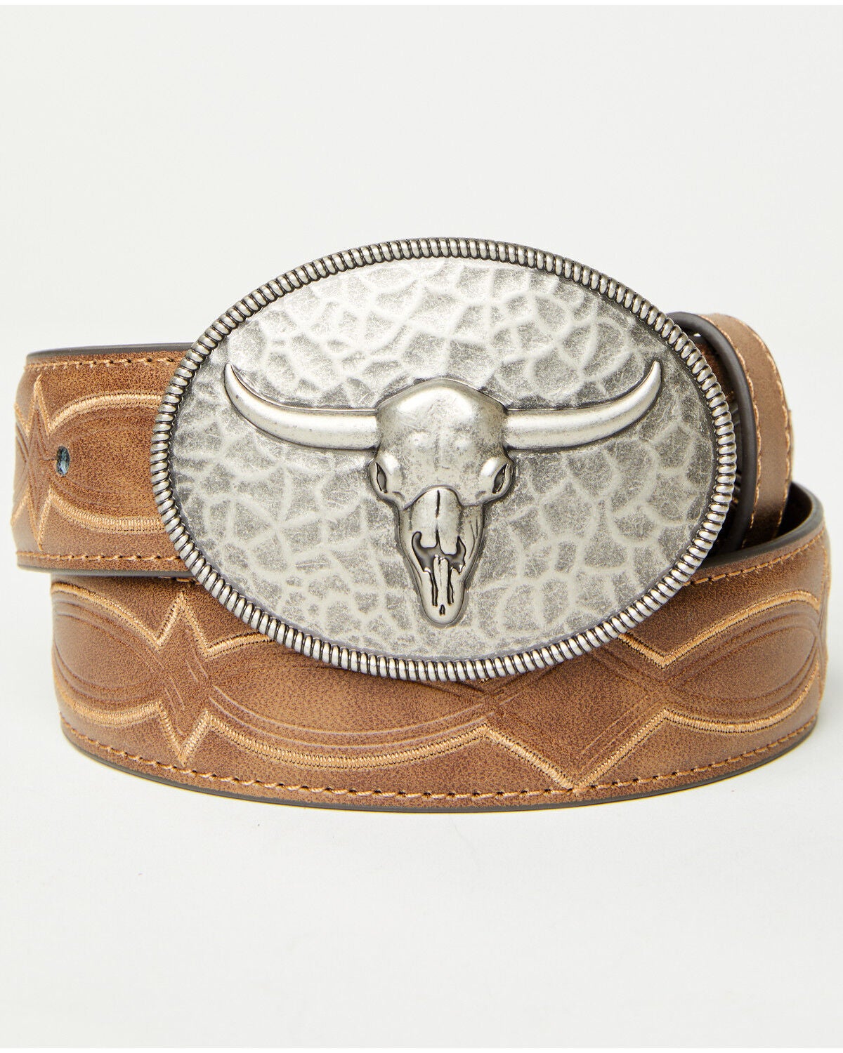 Boys' Cody James Raylan Hammered Longhorn Buckle Belt