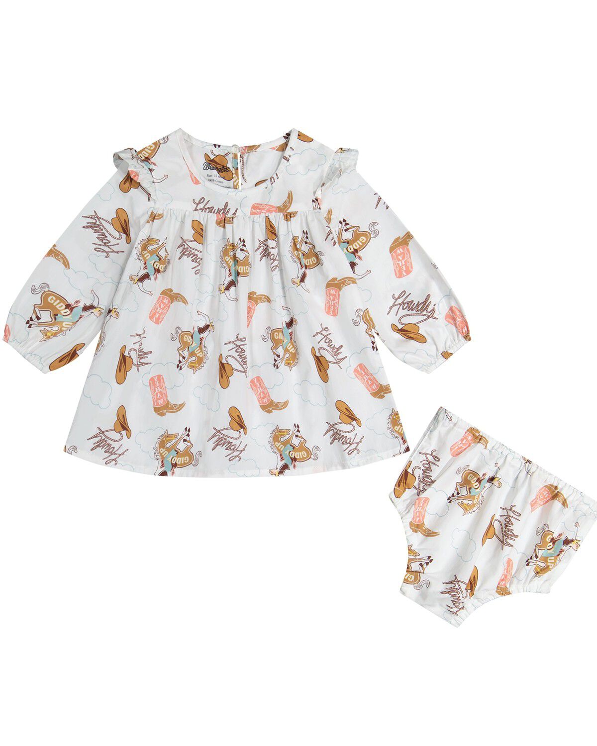 Girls' Wrangler Infant Western Conversation Print Long Sleeve Dress An