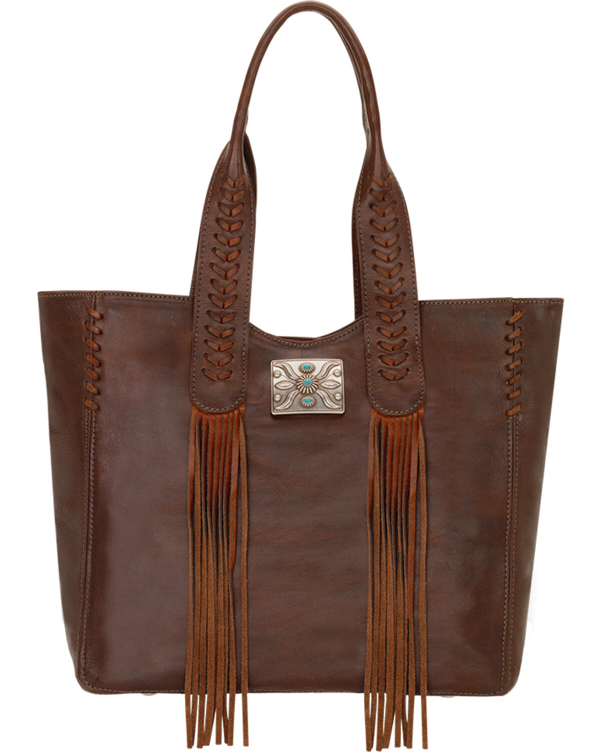 American West Chestnut Brown Mojave Canyon Large Zip Top Tote