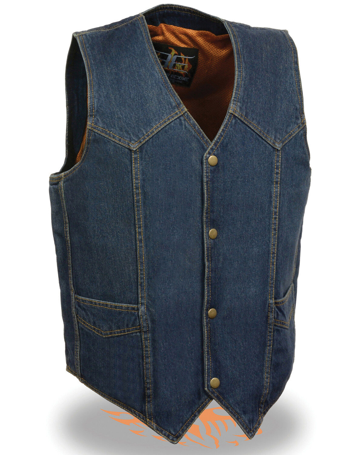 Men's Milwaukee Leather 3X Classic Snap Front Denim Biker Vest