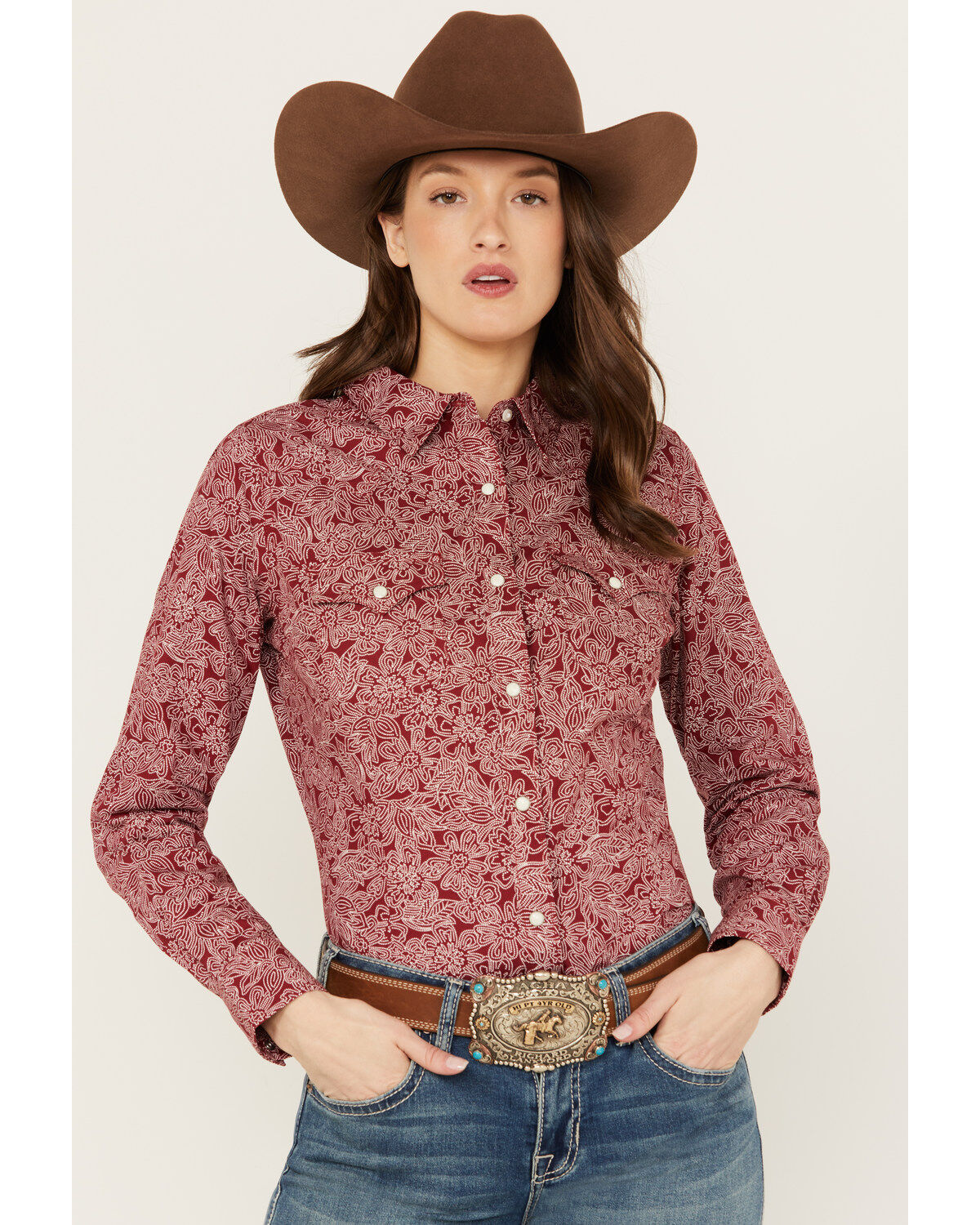Women's Wrangler Floral Print Long Sleeve Snap Western Shirt