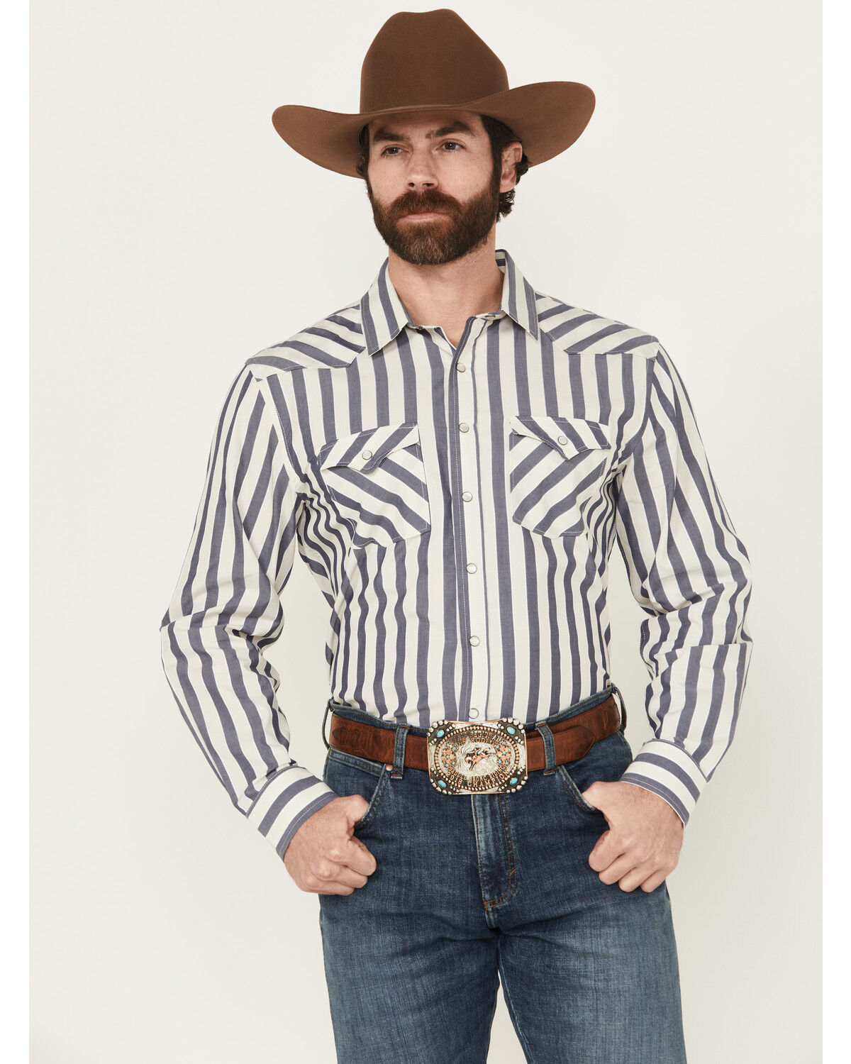 Men's Panhandle Striped Long Sleeve Pearl Snap Western Shirt