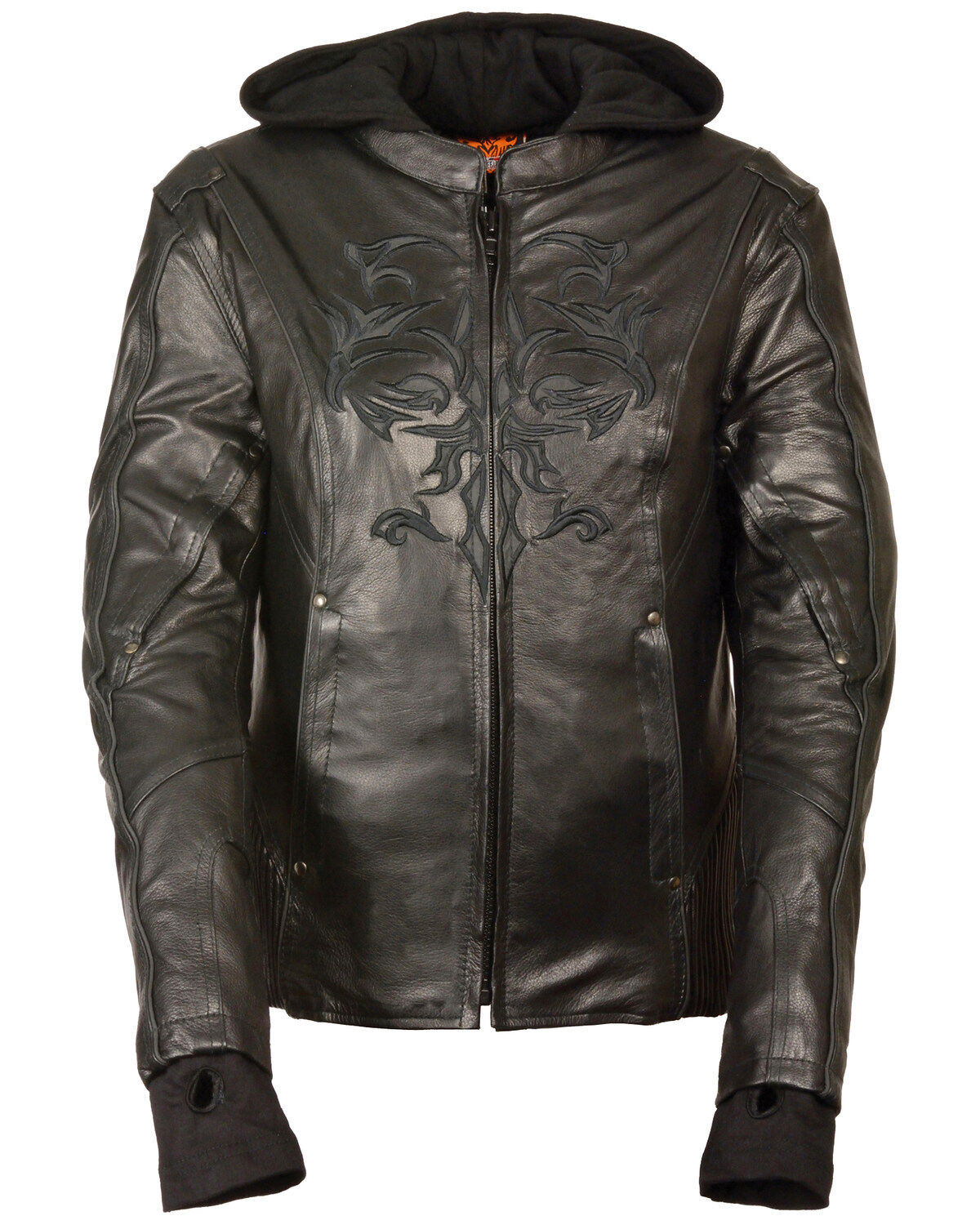 Women's Milwaukee Leather 3/4 Leather Jacket With Reflective Tribal De