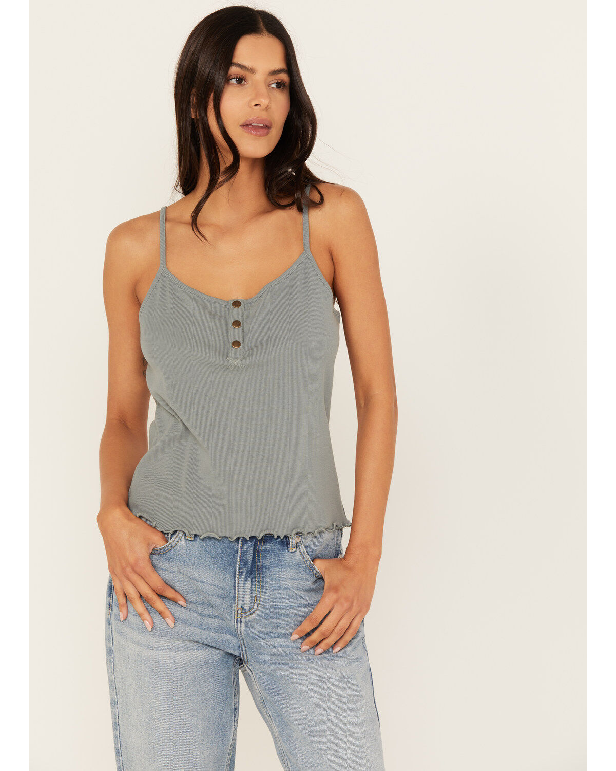 Women's Cleo + Wolf Rib Knit Henley Tank