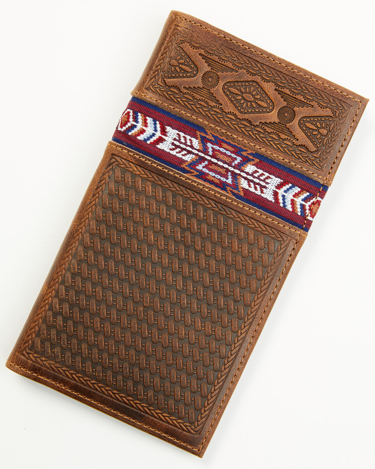 Men's Cody James Leroy Leather Southwestern Woven Inlay Rodeo Wallet