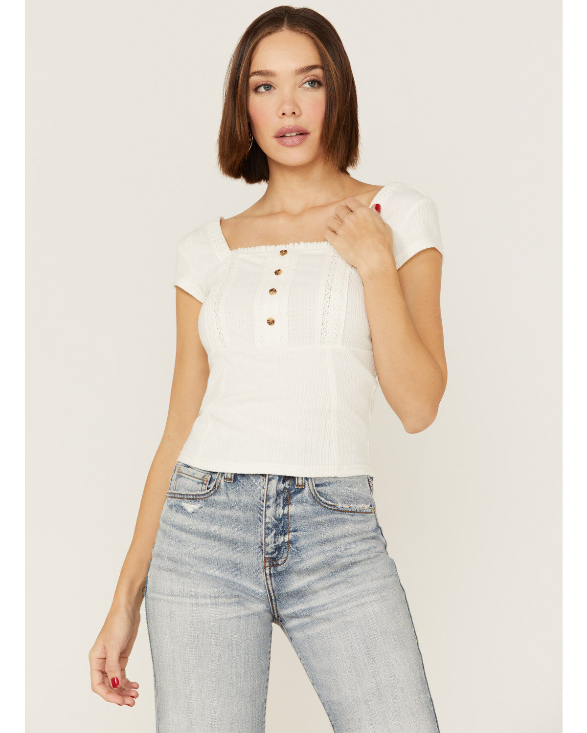 Women's Shyanne Pointelle Square Neck Top