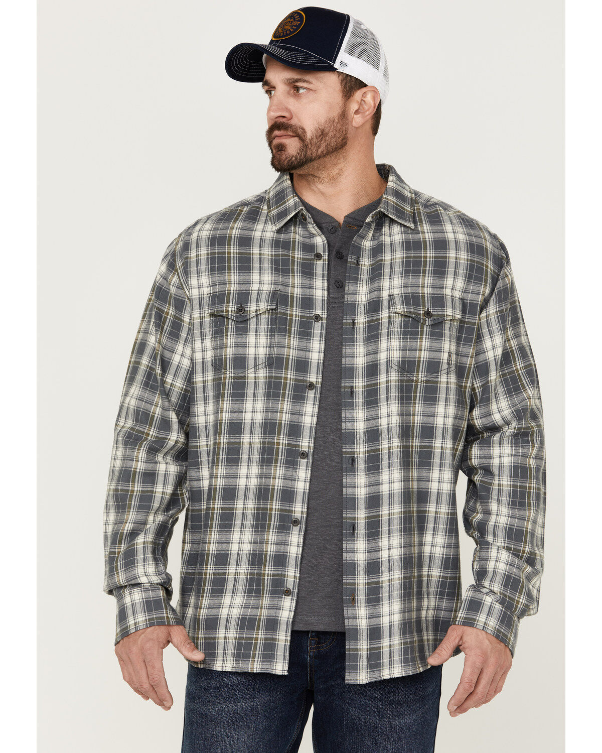 Men's Brothers and Sons Plaid Long Sleeve Button-Down Western Shirt