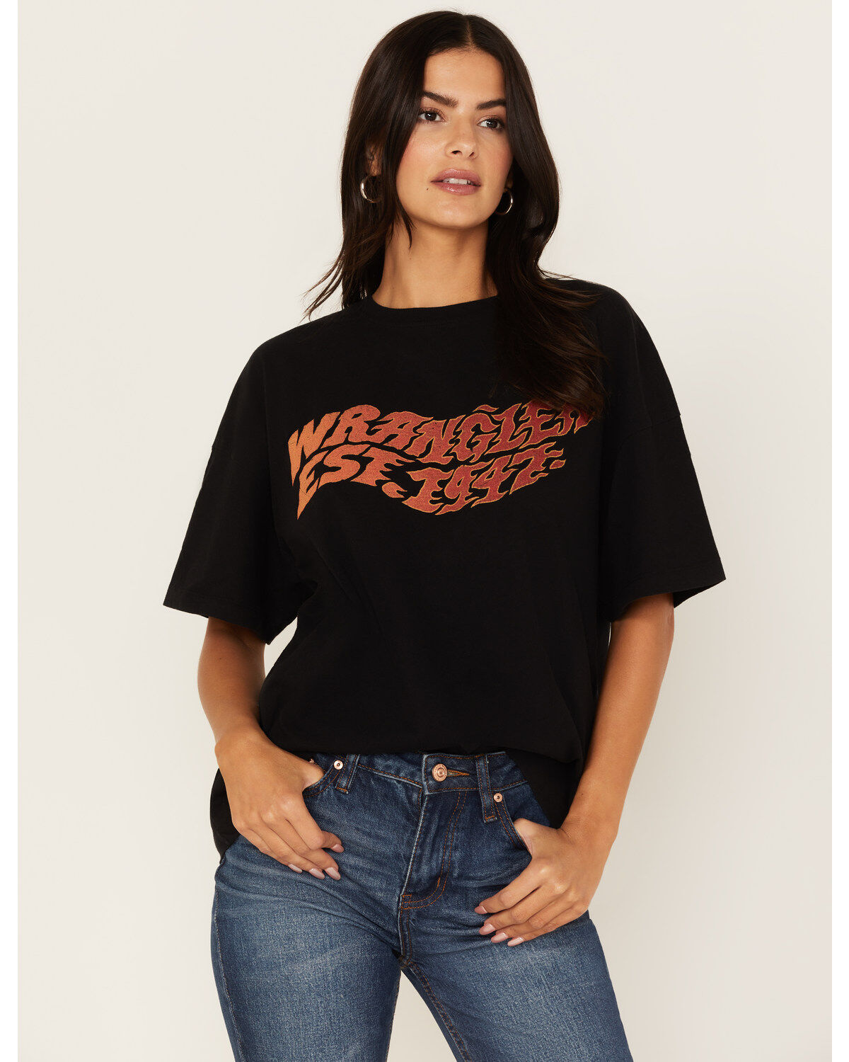 Women's Wrangler Est 1947 Fire Logo Graphic Girlfriend Tee