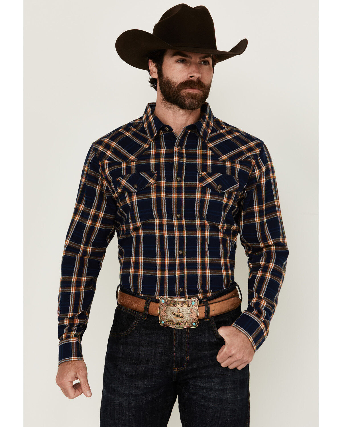Men's Cody James Tombstone Plaid Print Long Sleeve Snap Western Shirt
