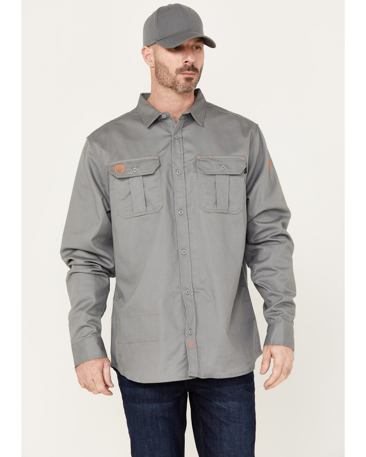 Men's Hawx FR Solid Long Sleeve Button-Down Woven Work Shirt - Big & T