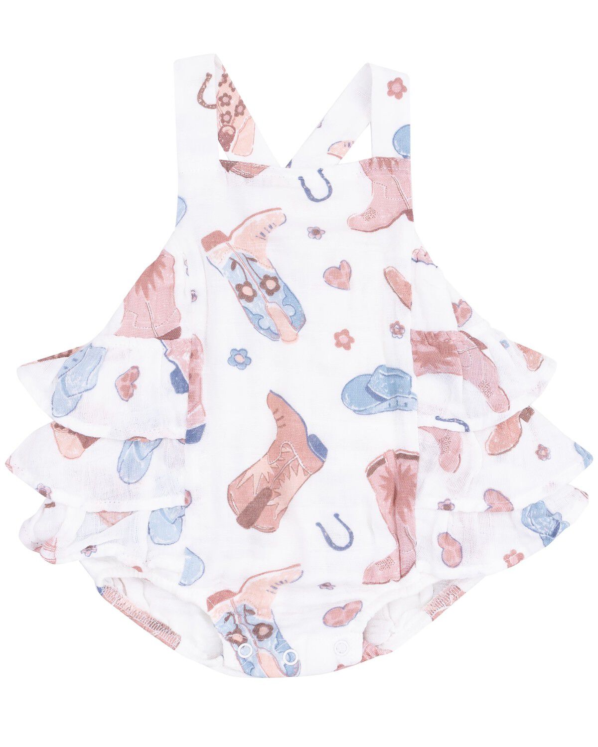 Girls' Angel Dear Infant Cowboy Boots Ruffle Sunsuit Onesie