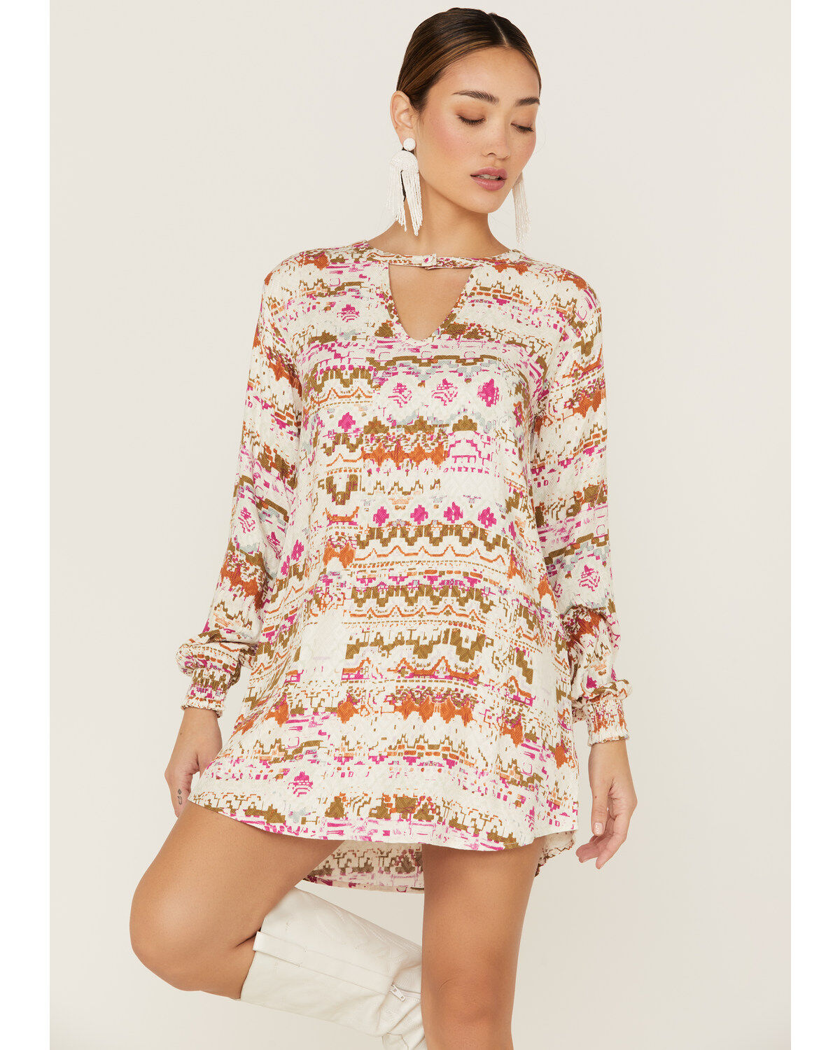 Women's Shyanne Southwestern Long Sleeve Shift Mini Dress