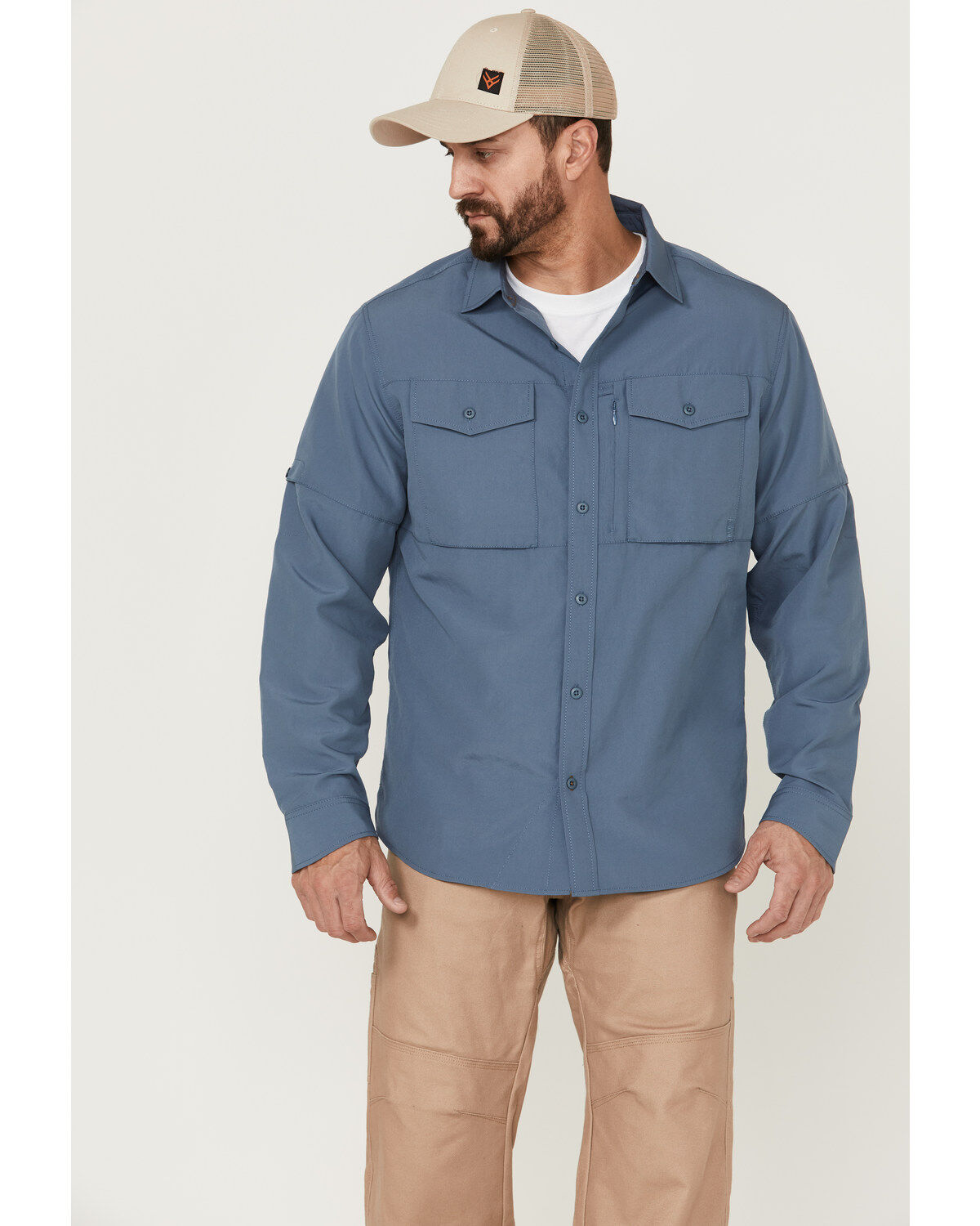 Men's Brothers and Sons Dobby Performance Long Sleeve Button-Down West