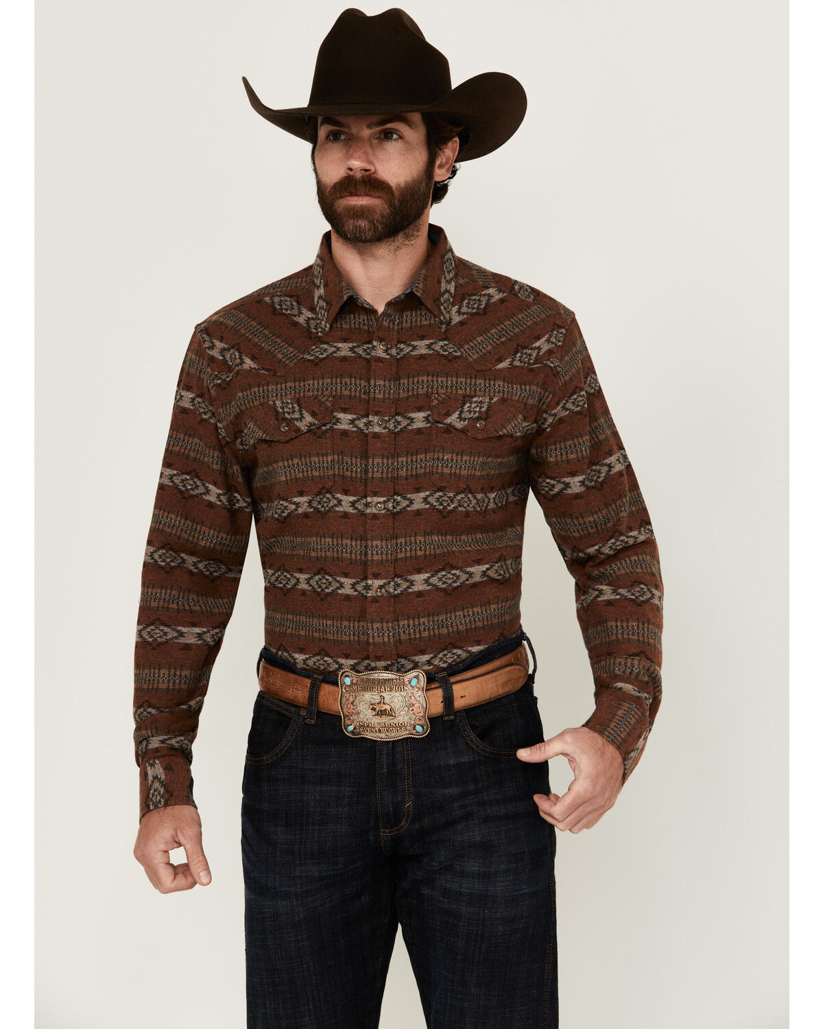 Men's Cody James Resource Southwestern Striped Long Sleeve Snap Wester