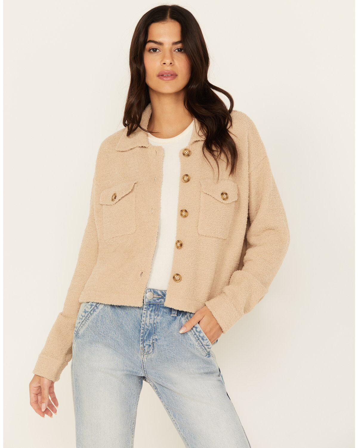 Women's Cleo + Wolf Cropped Boucle Cardigan
