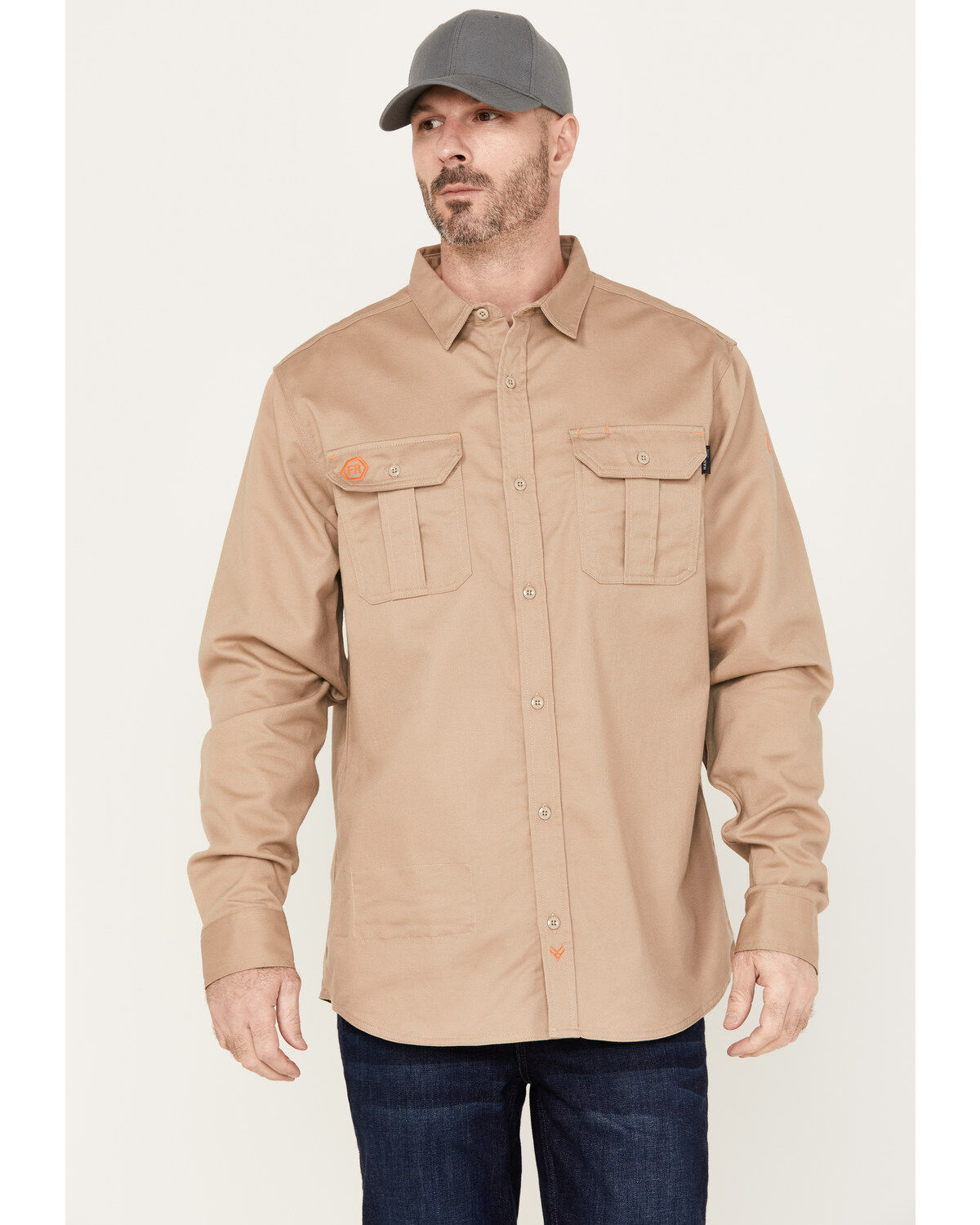 Men's Hawx FR Solid Long Sleeve Button Down Woven Work Shirt - Big & T