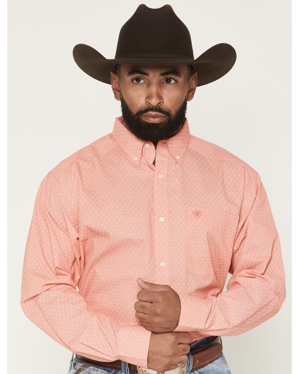 Men's Ariat Jerry Speckled Print Long Sleeve Button-Down Western Shirt