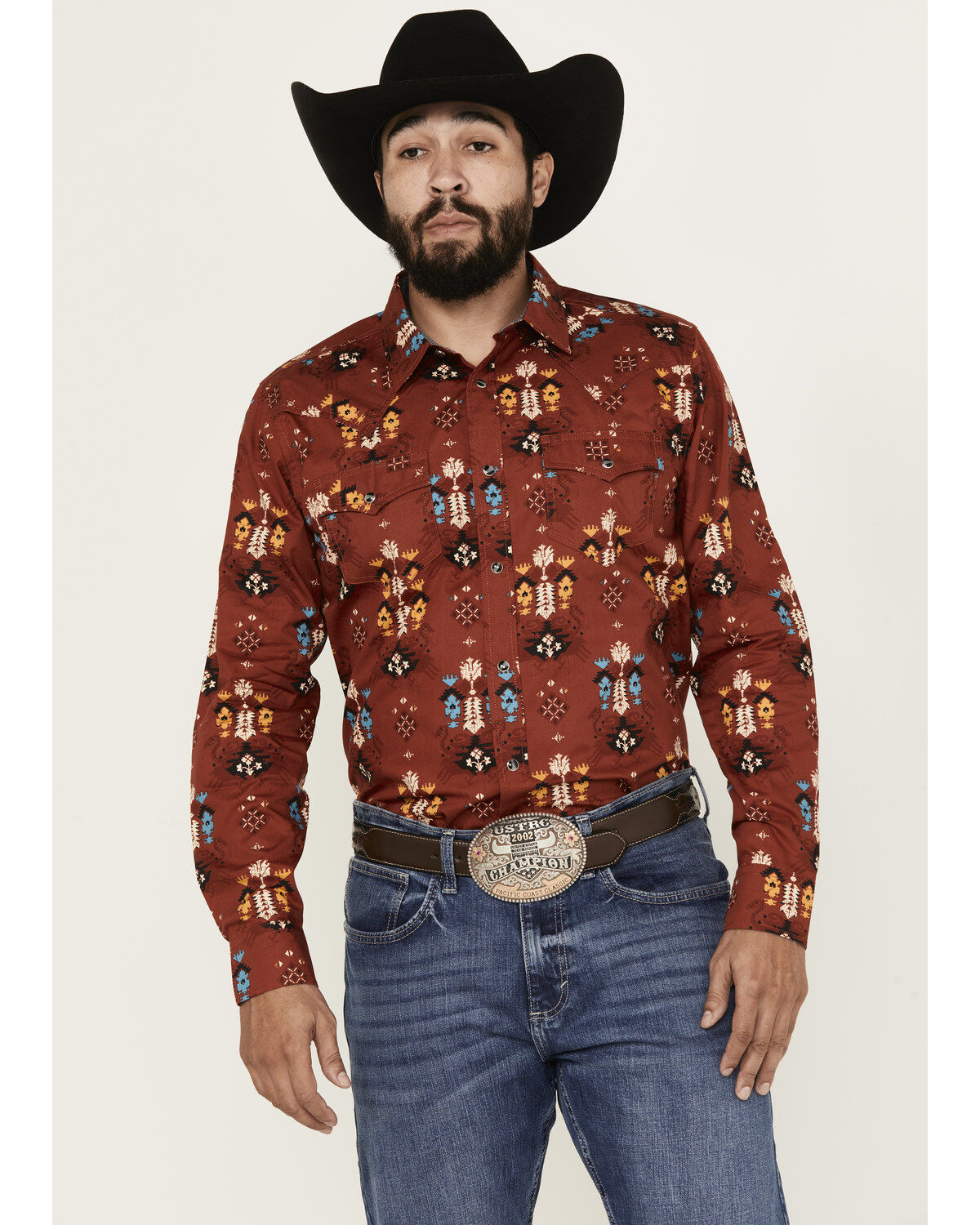 Men's Cody James Firewater Southwestern Print Long Sleeve Snap Western