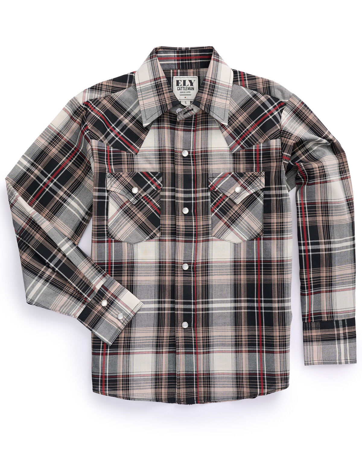 Boys' Ely Walker Plaid Print Long Sleeve Snap Western Shirt