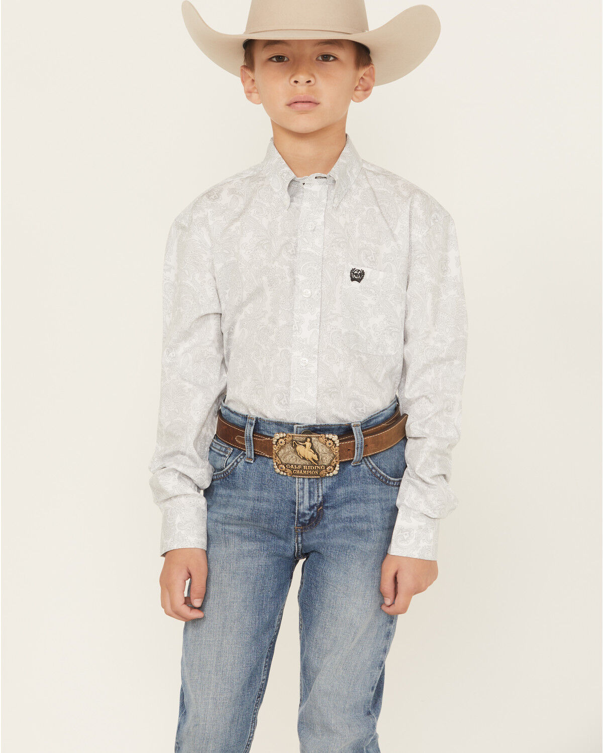 Boys' Cinch Paisley Print Long Sleeve Button-Down Western Shirt